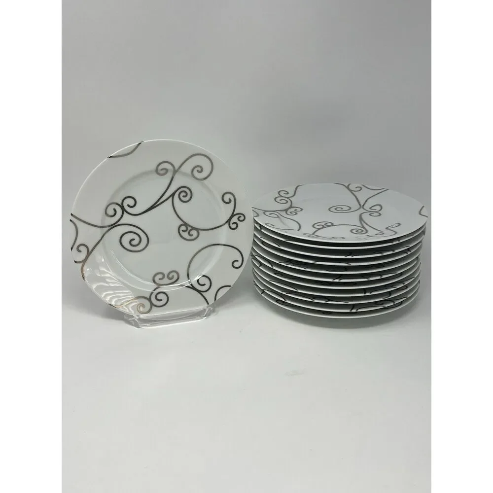 LS Collection Sevilla By Vicente Wolf Metallic Scrolls Salad Plate 7 3/4”